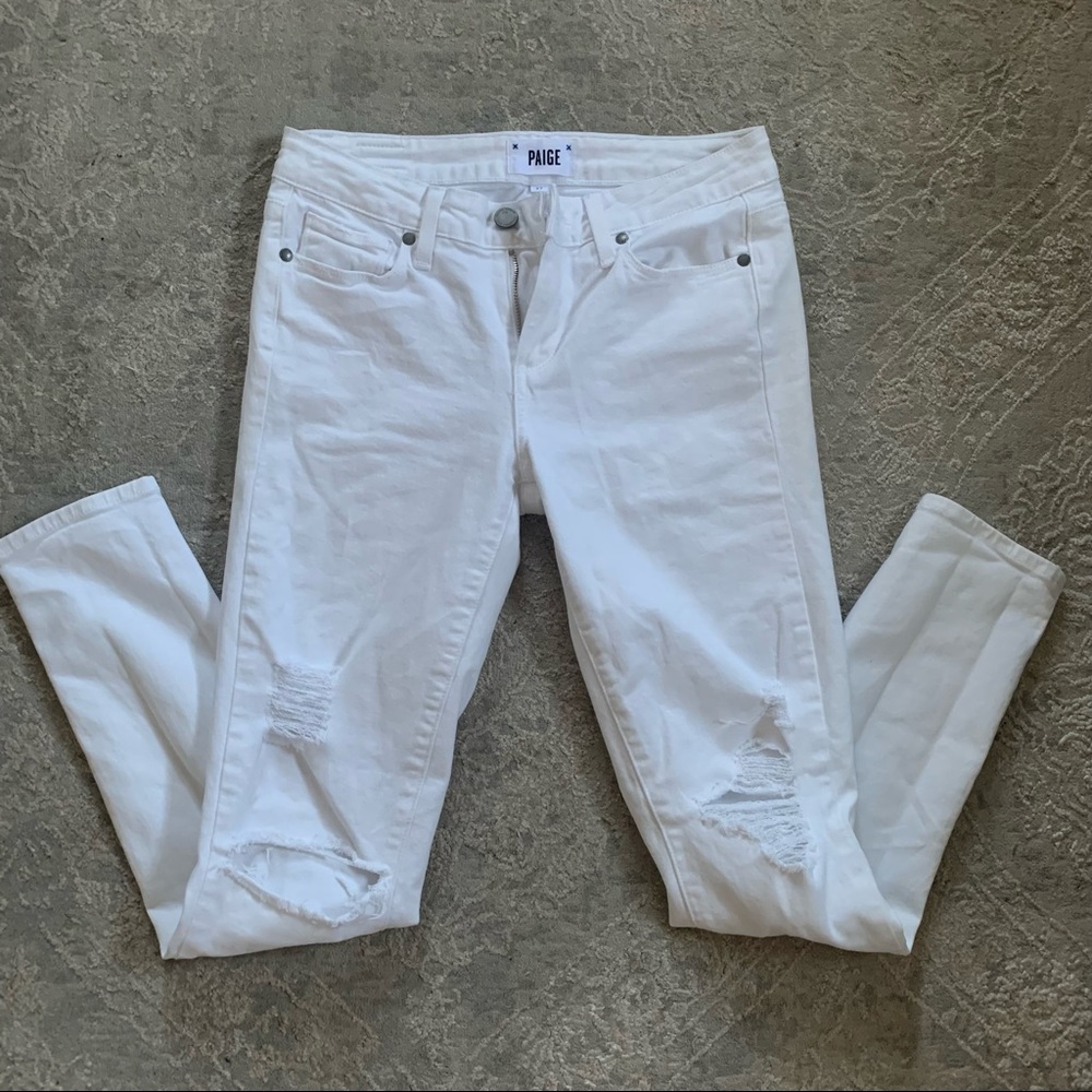 PAIGE Denim white ripped jeans